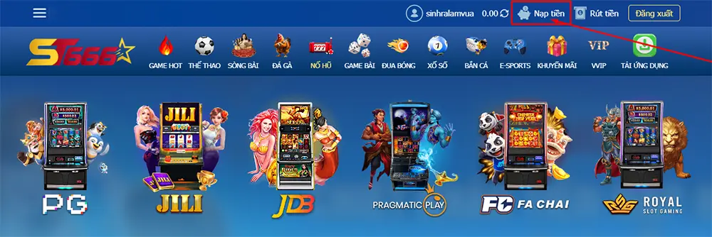Cách nạp tiền ST666